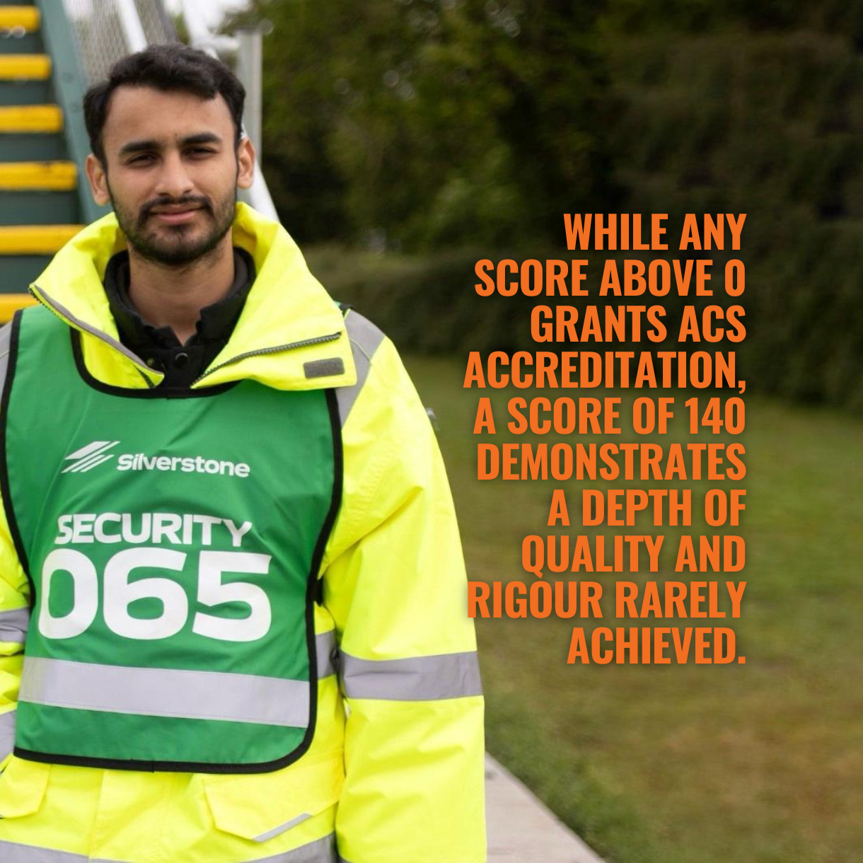 Professional Security officers providing compliant, on-site protection at a UK event, Silverstone.