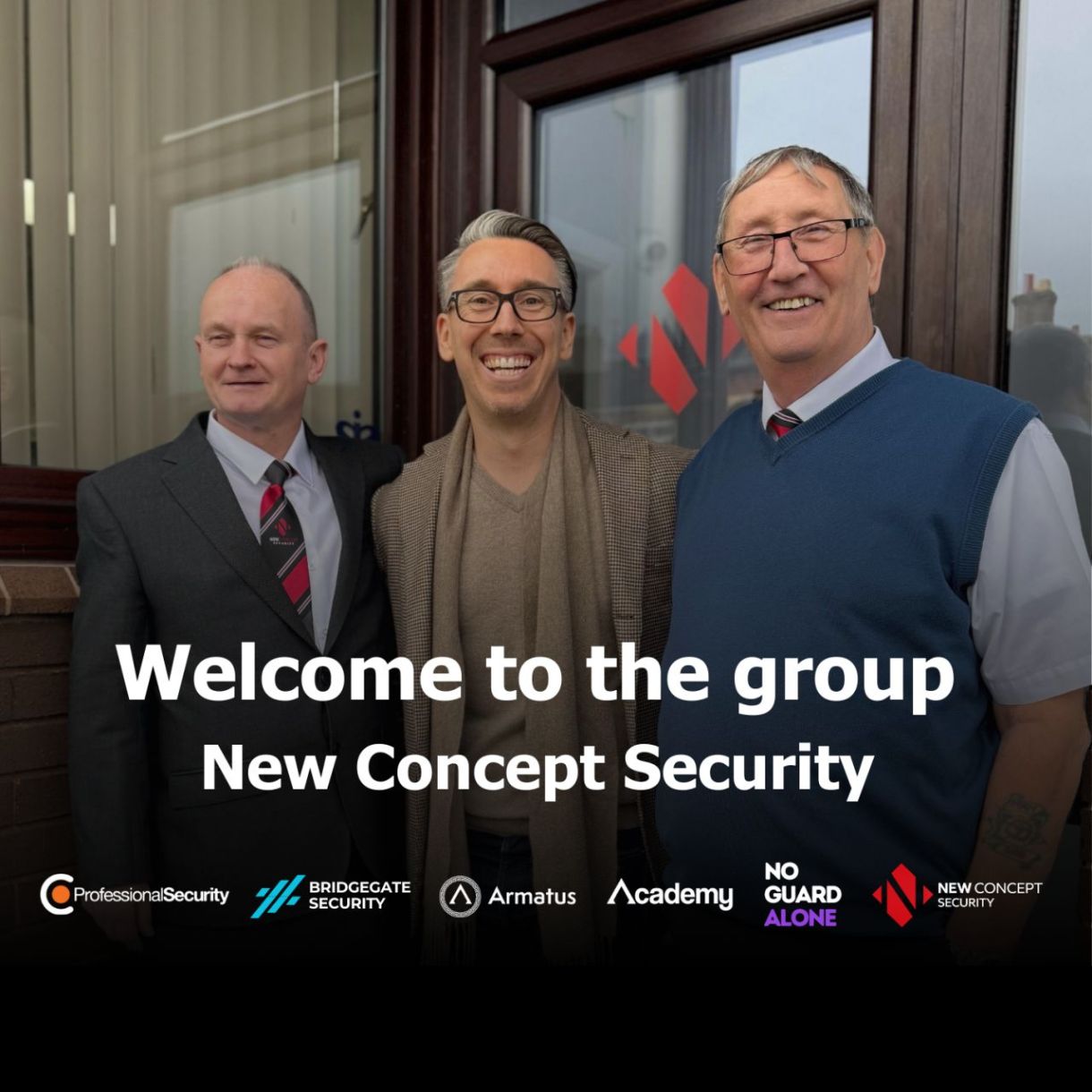 Pictures of owners of professional security and concept security in new aquisition